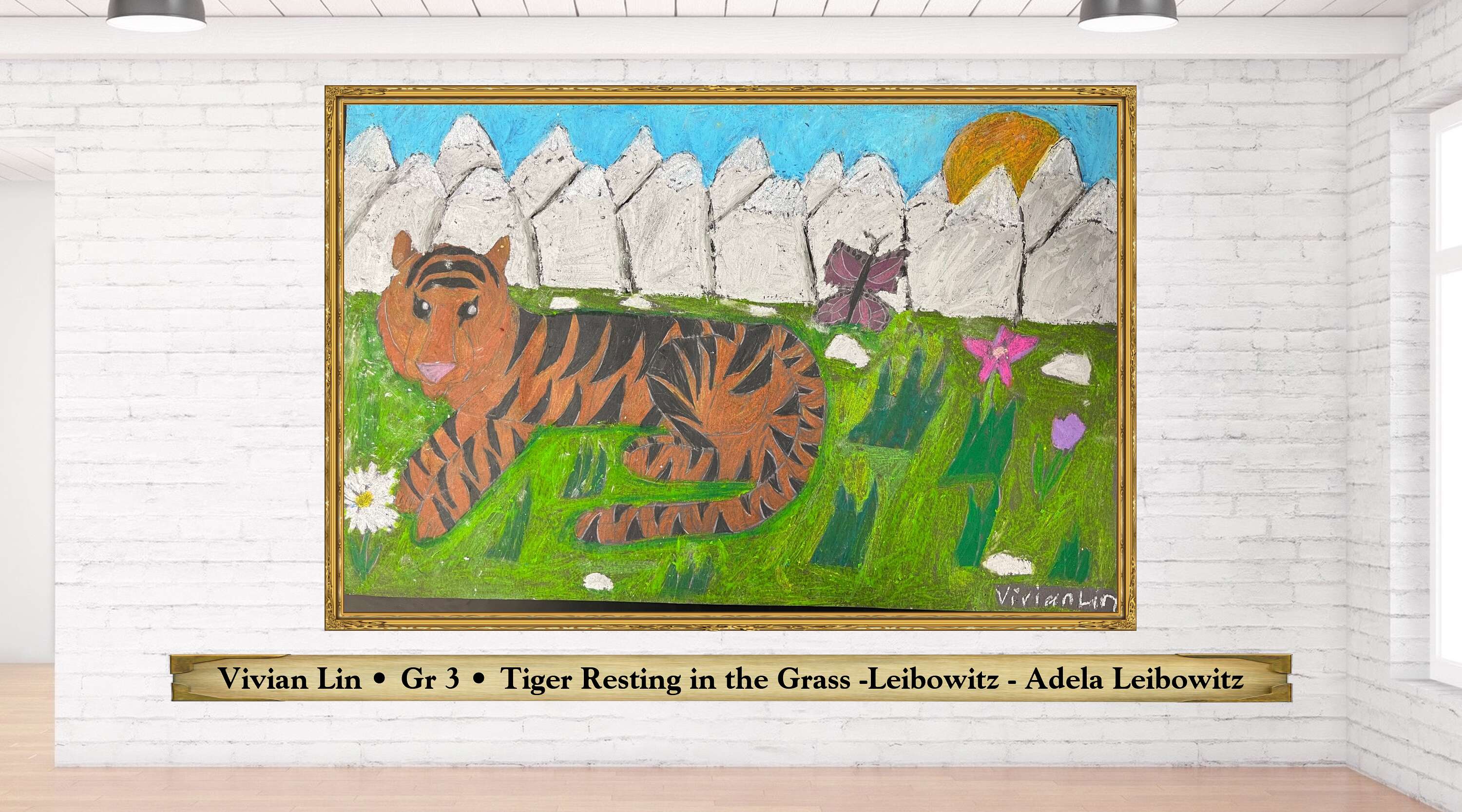 Vivian Lin • Gr 3 • Tiger Resting in the Grass -Leibowitz - Adela Leibowitz